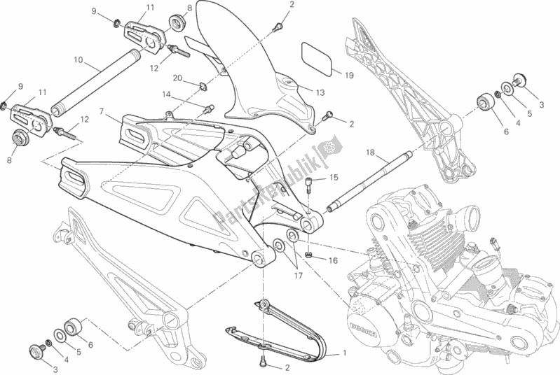 Todas las partes para Brazo Oscilante de Ducati Monster 795-Thai 2014